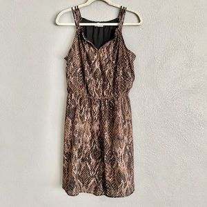 Maurices Dress Size Medium Sleeveless Snake Print Brown Elastic Waist